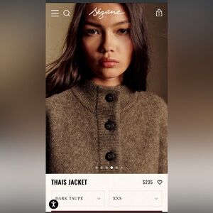 Sezane Thais Jacket Brown Button-Up Sweater/Jacket